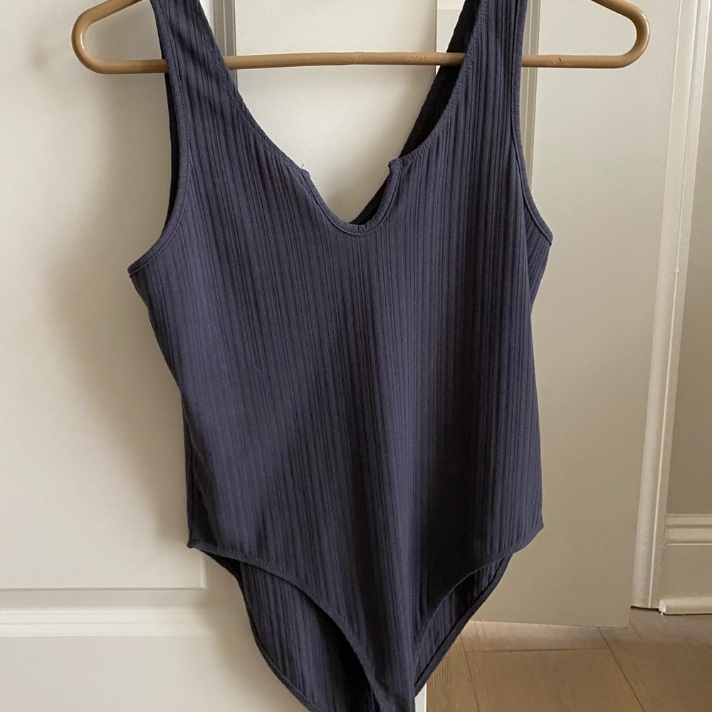 Grey Ribbed Bodysuit